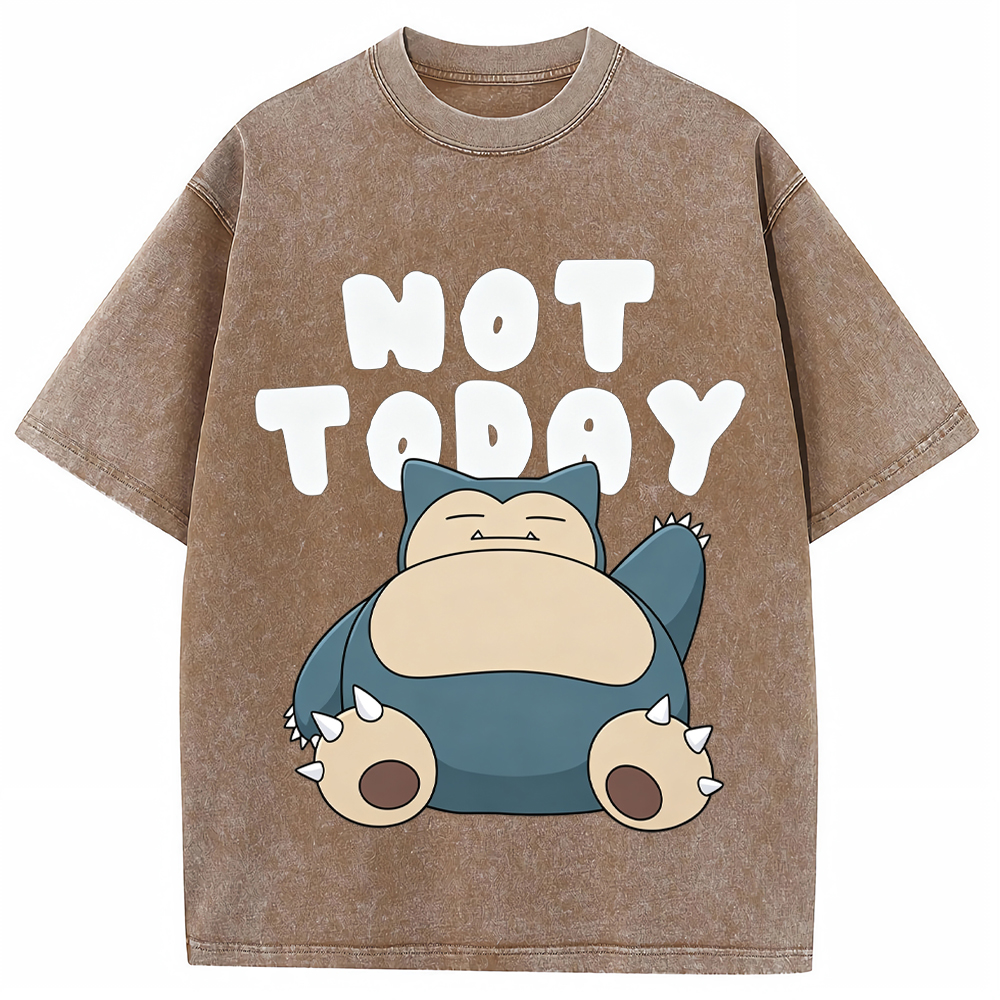 Not Today Lazy Vibe Snorlax Cartoon Tee | Pokemon Anime