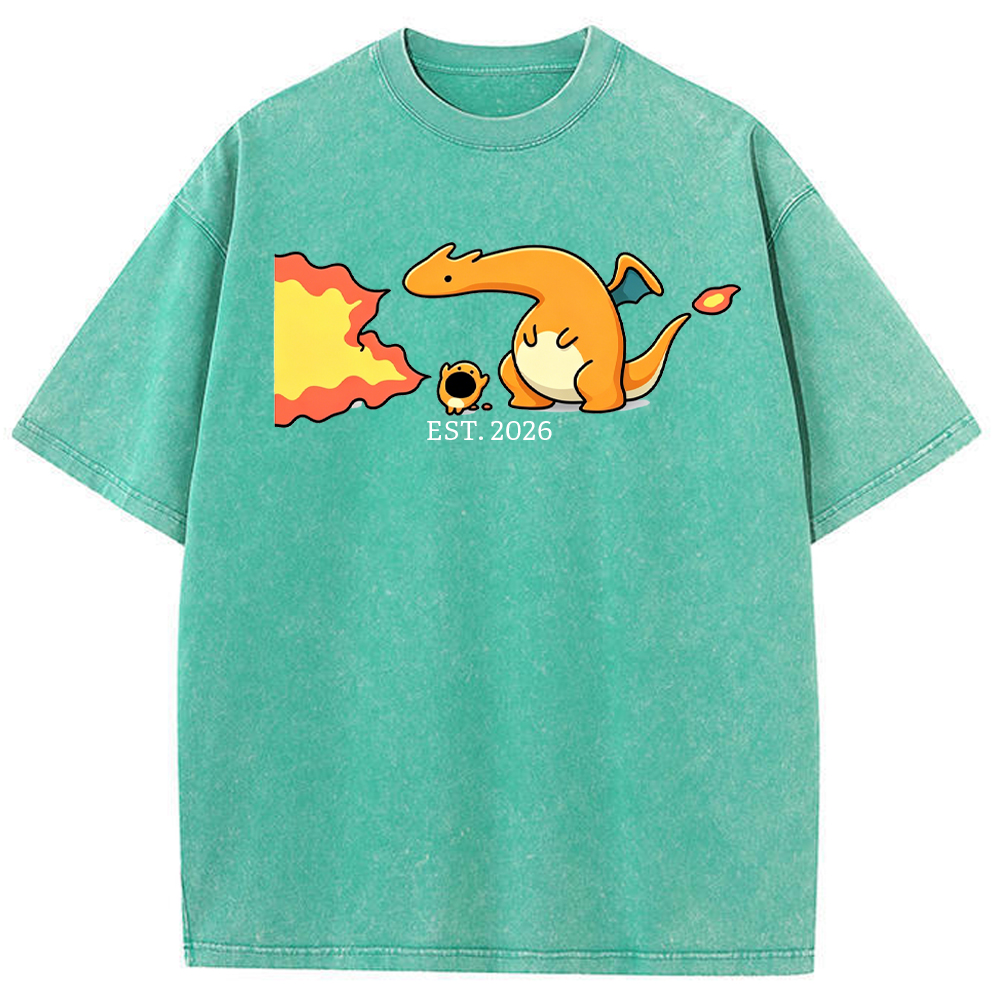 Cute Parent & Kid Charizard Vintage Washed T-Shirt