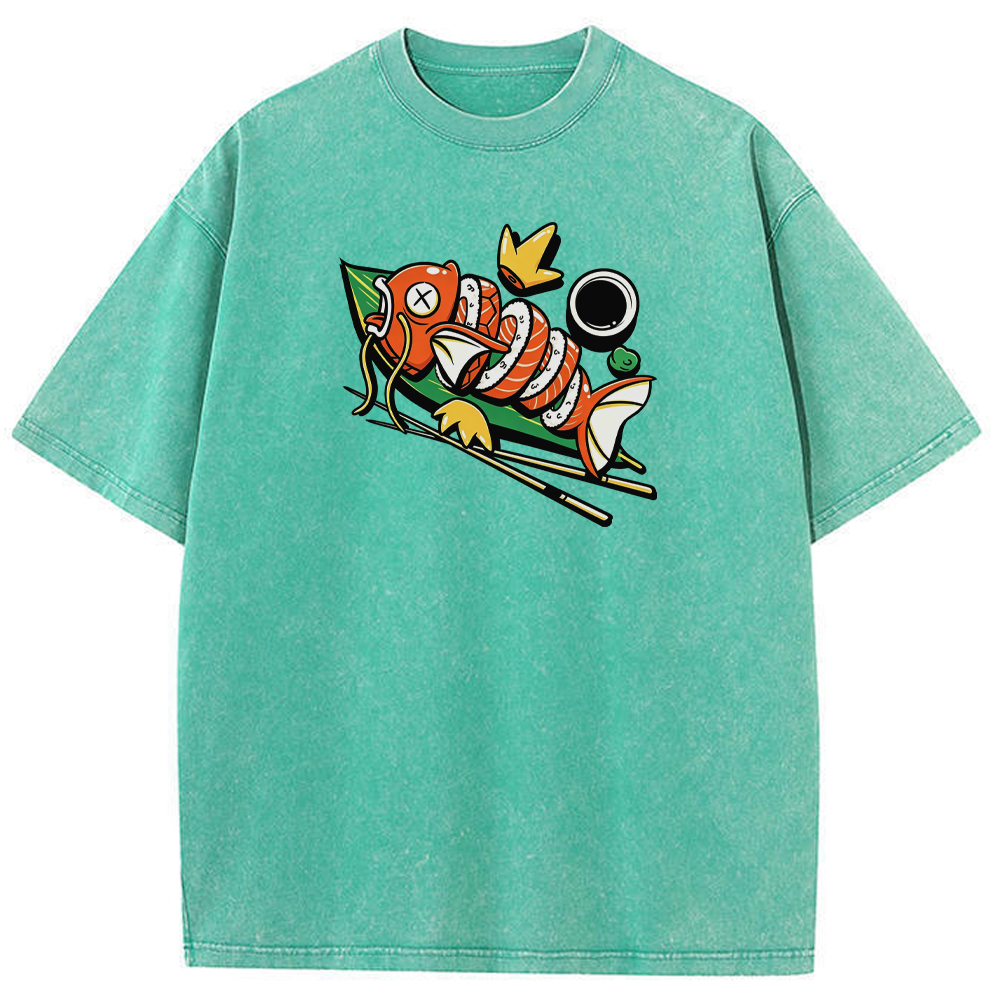 Funny Magikarp Sushi Fusion Cartoon Tee | Pokemon Anime