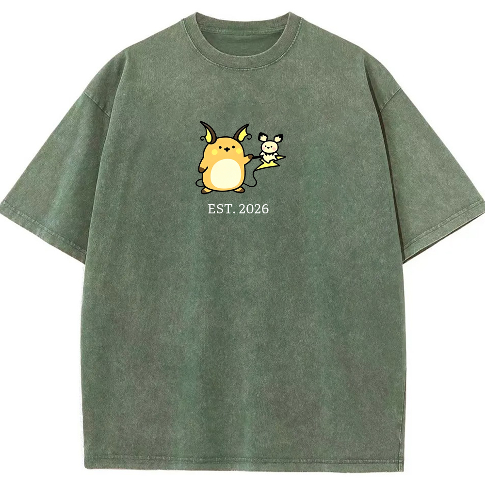 Cute Parent & Kid Raichu Vintage Washed T-Shirt