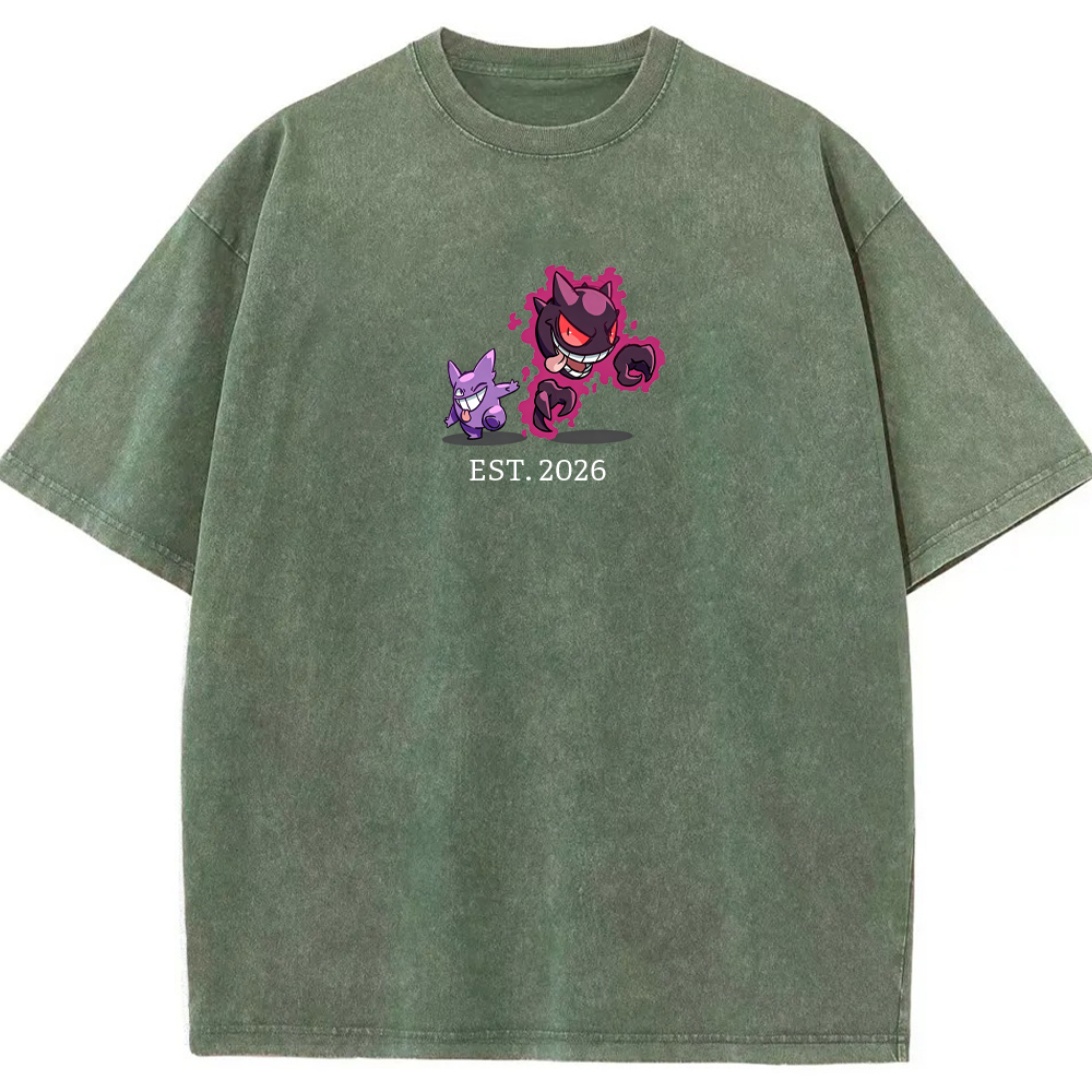 Cute Parent & Kid Haunter Gengar Ghost Vintage Washed T-Shirt