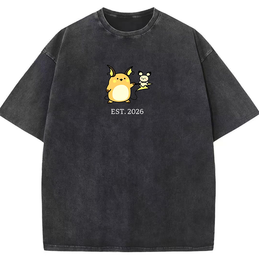 Cute Parent & Kid Raichu Vintage Washed T-Shirt