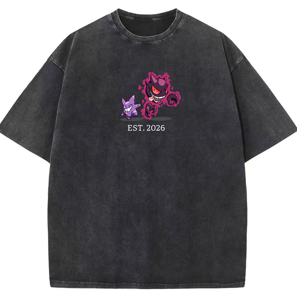 Cute Parent & Kid Haunter Gengar Ghost Vintage Washed T-Shirt