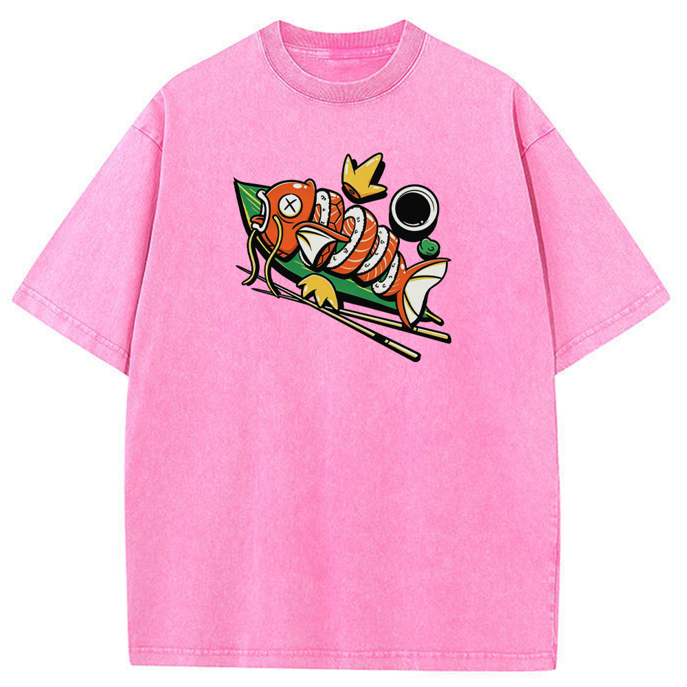 Funny Magikarp Sushi Fusion Cartoon Tee | Pokemon Anime