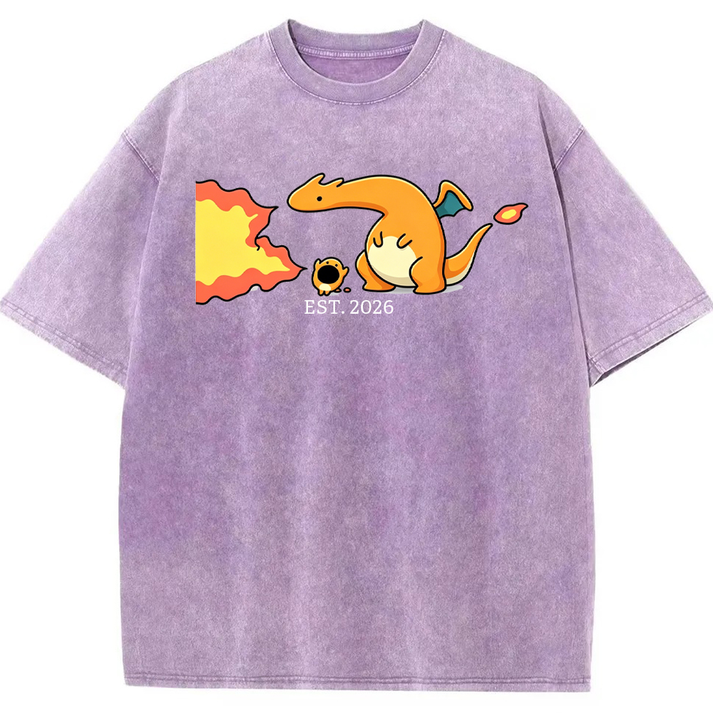 Cute Parent & Kid Charizard Vintage Washed T-Shirt