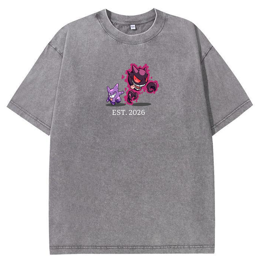 Cute Parent & Kid Haunter Gengar Ghost Vintage Washed T-Shirt