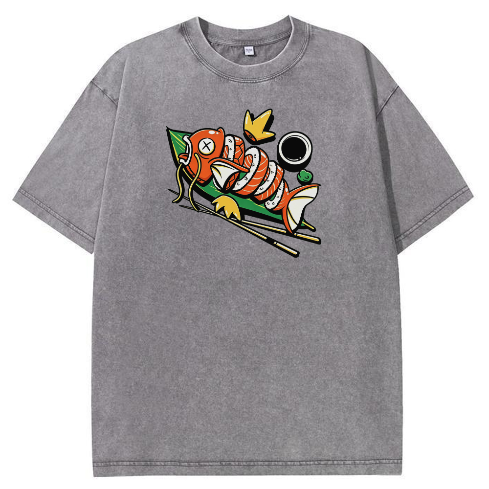 Funny Magikarp Sushi Fusion Cartoon Tee | Pokemon Anime