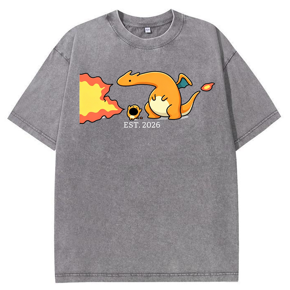 Cute Parent & Kid Charizard Vintage Washed T-Shirt