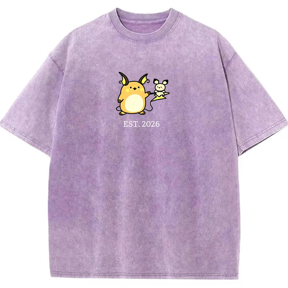 Cute Parent & Kid Raichu Vintage Washed T-Shirt