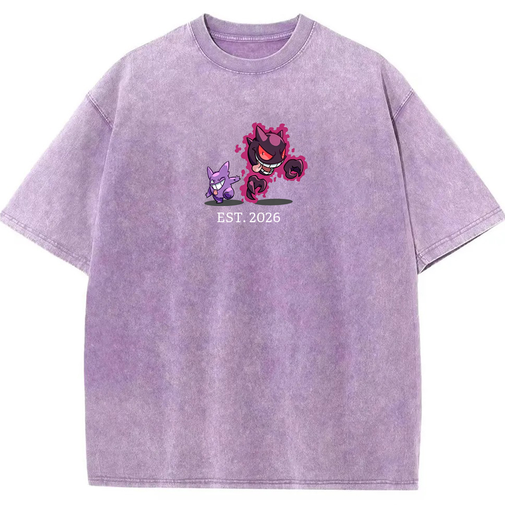 Cute Parent & Kid Haunter Gengar Ghost Vintage Washed T-Shirt