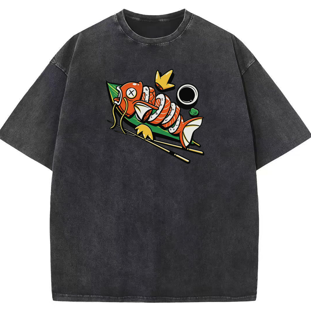 Funny Magikarp Sushi Fusion Cartoon Tee | Pokemon Anime