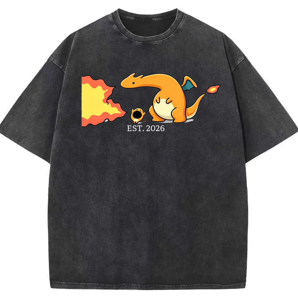 Cute Parent & Kid Charizard Vintage Washed T-Shirt