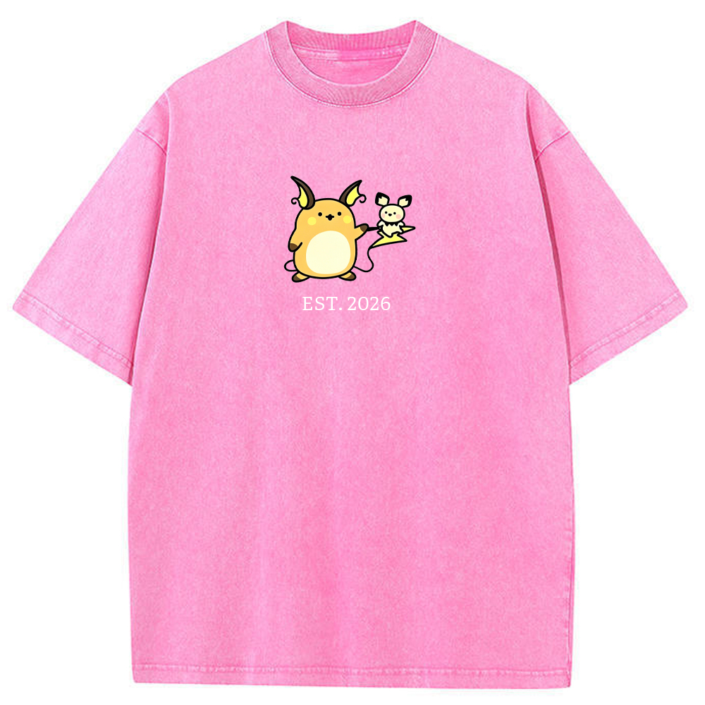 Cute Parent & Kid Raichu Vintage Washed T-Shirt