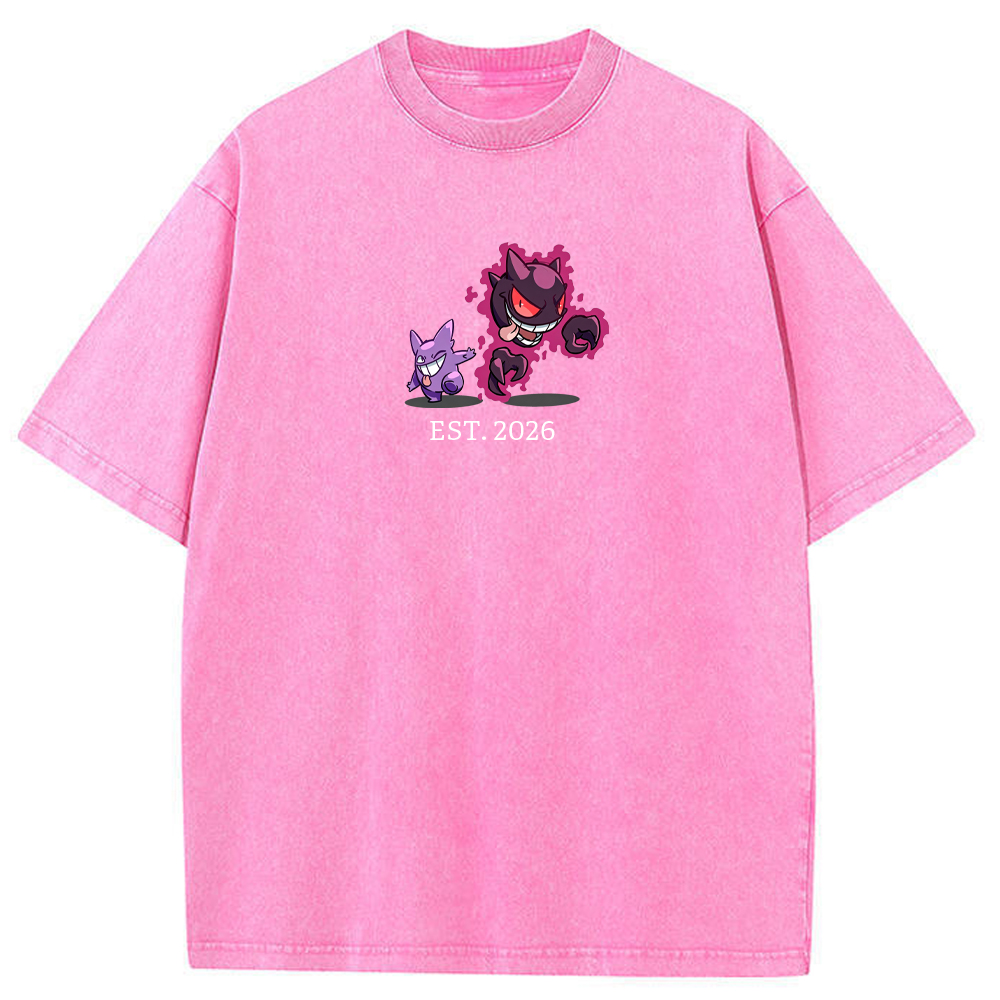 Cute Parent & Kid Haunter Gengar Ghost Vintage Washed T-Shirt