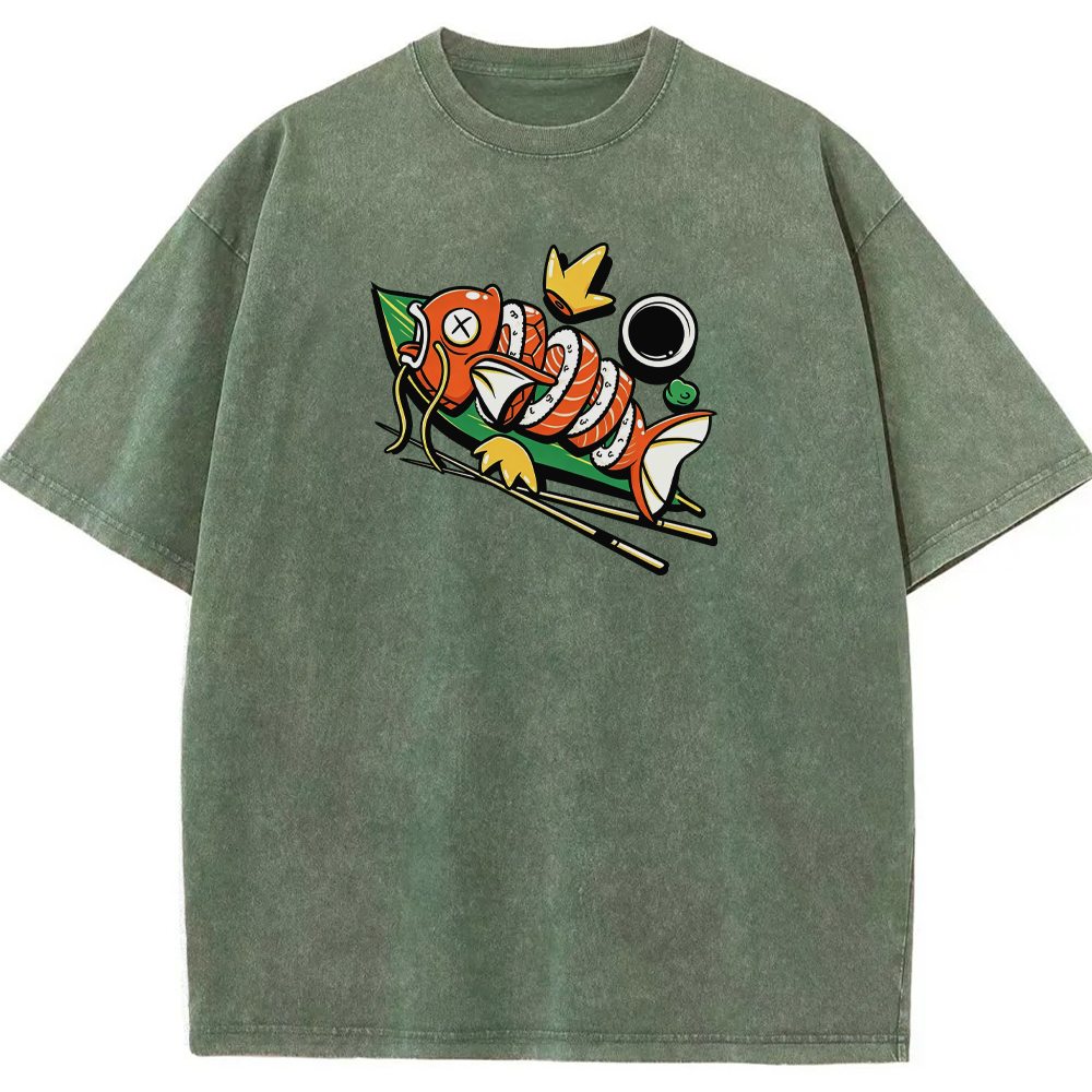 Funny Magikarp Sushi Fusion Cartoon Tee | Pokemon Anime