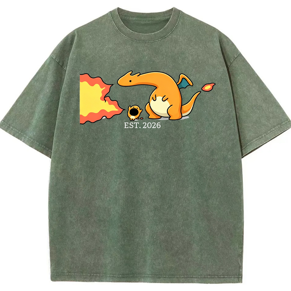 Cute Parent & Kid Charizard Vintage Washed T-Shirt