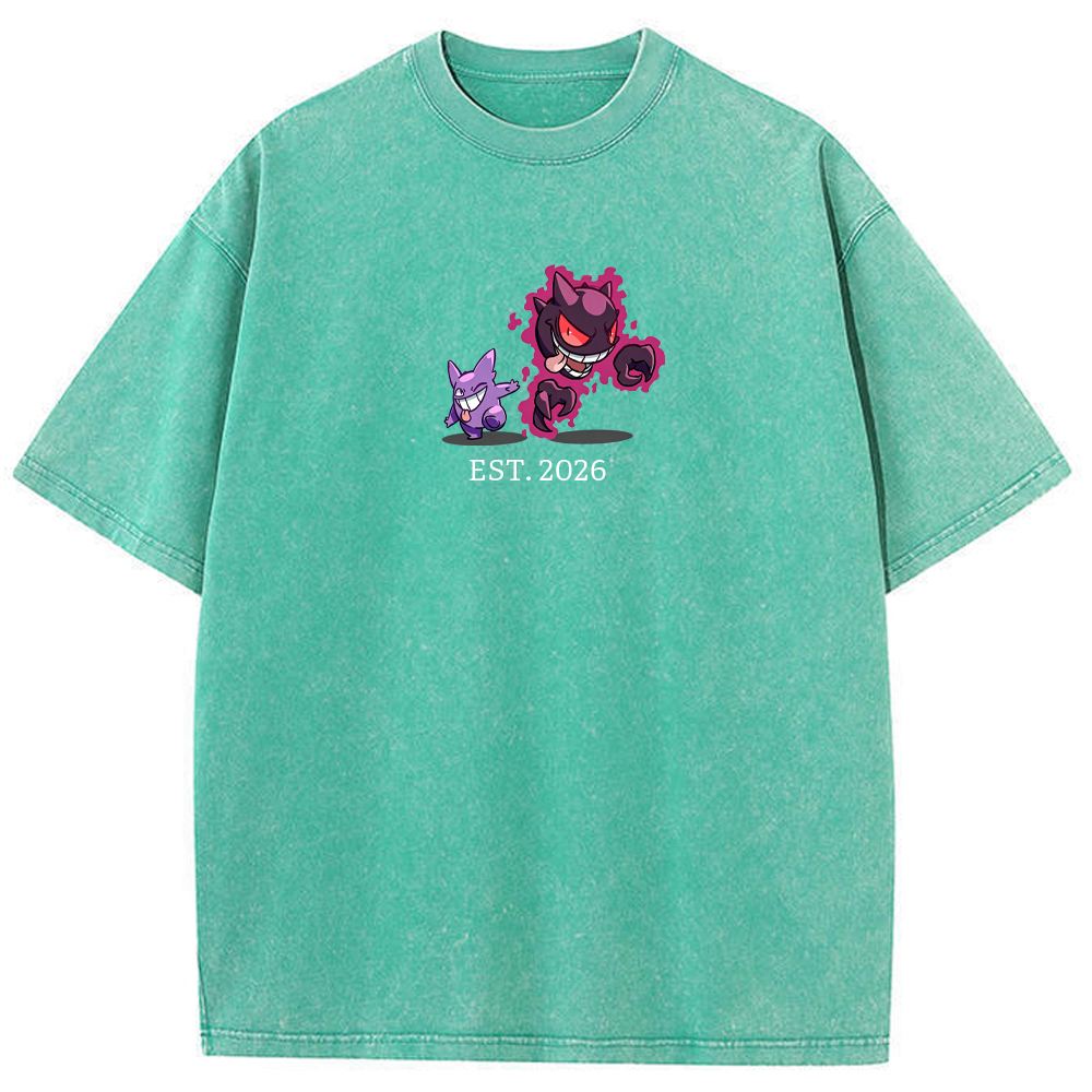 Cute Parent & Kid Haunter Gengar Ghost Vintage Washed T-Shirt