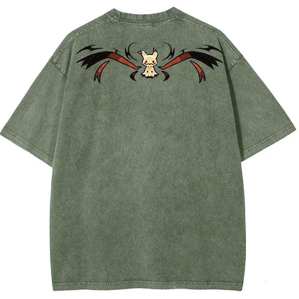 Wing Pattern Mimikyu Back Print Cartoon Tee | Pokemon Anime