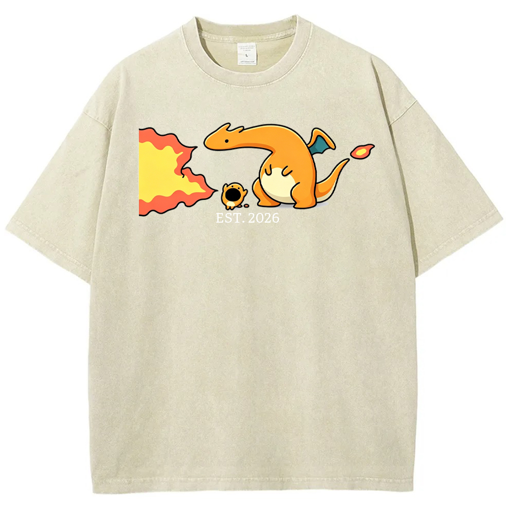 Cute Parent & Kid Charizard Vintage Washed T-Shirt