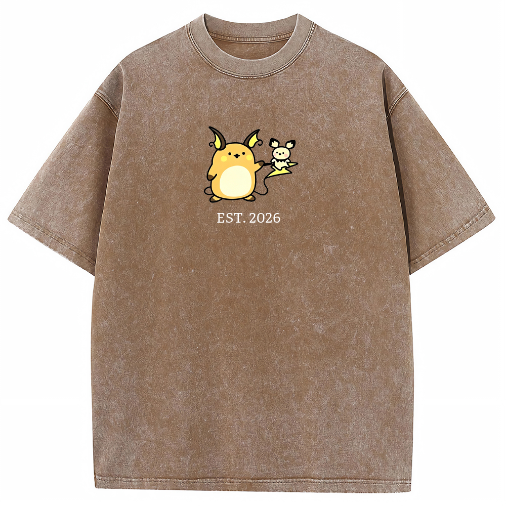 Cute Parent & Kid Raichu Vintage Washed T-Shirt