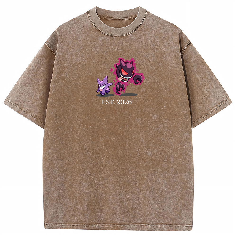 Cute Parent & Kid Haunter Gengar Ghost Vintage Washed T-Shirt