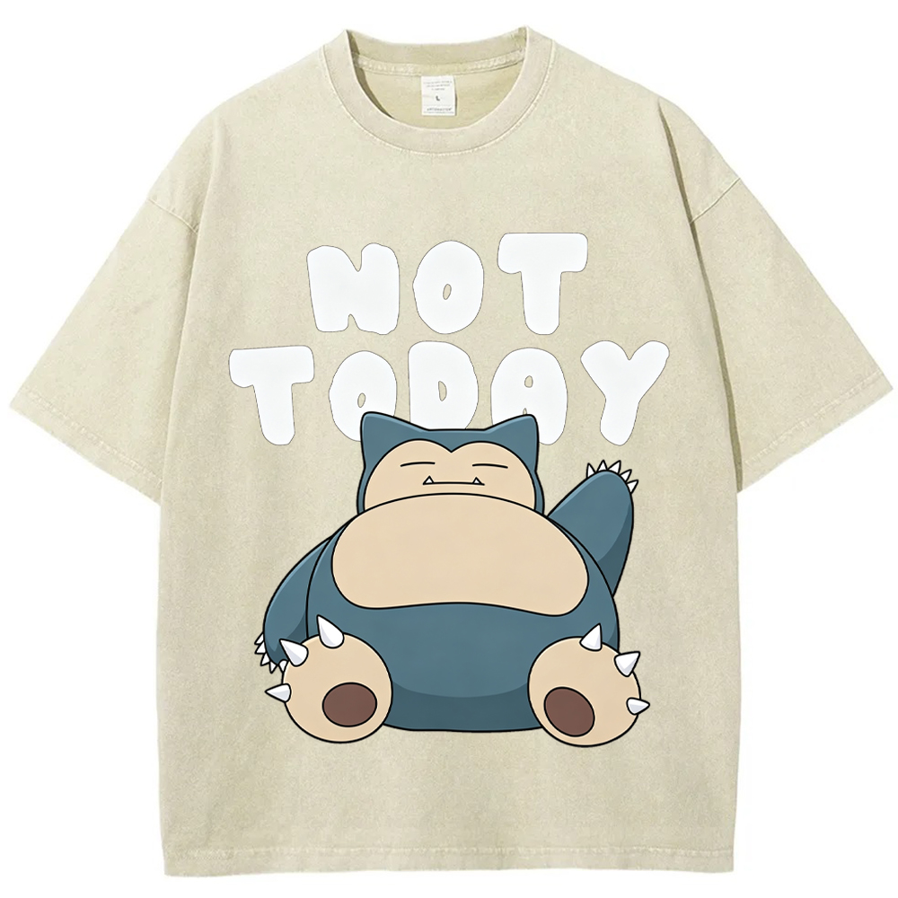 Not Today Lazy Vibe Snorlax Cartoon Tee | Pokemon Anime