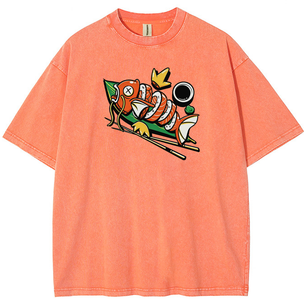 Funny Magikarp Sushi Fusion Cartoon Tee | Pokemon Anime