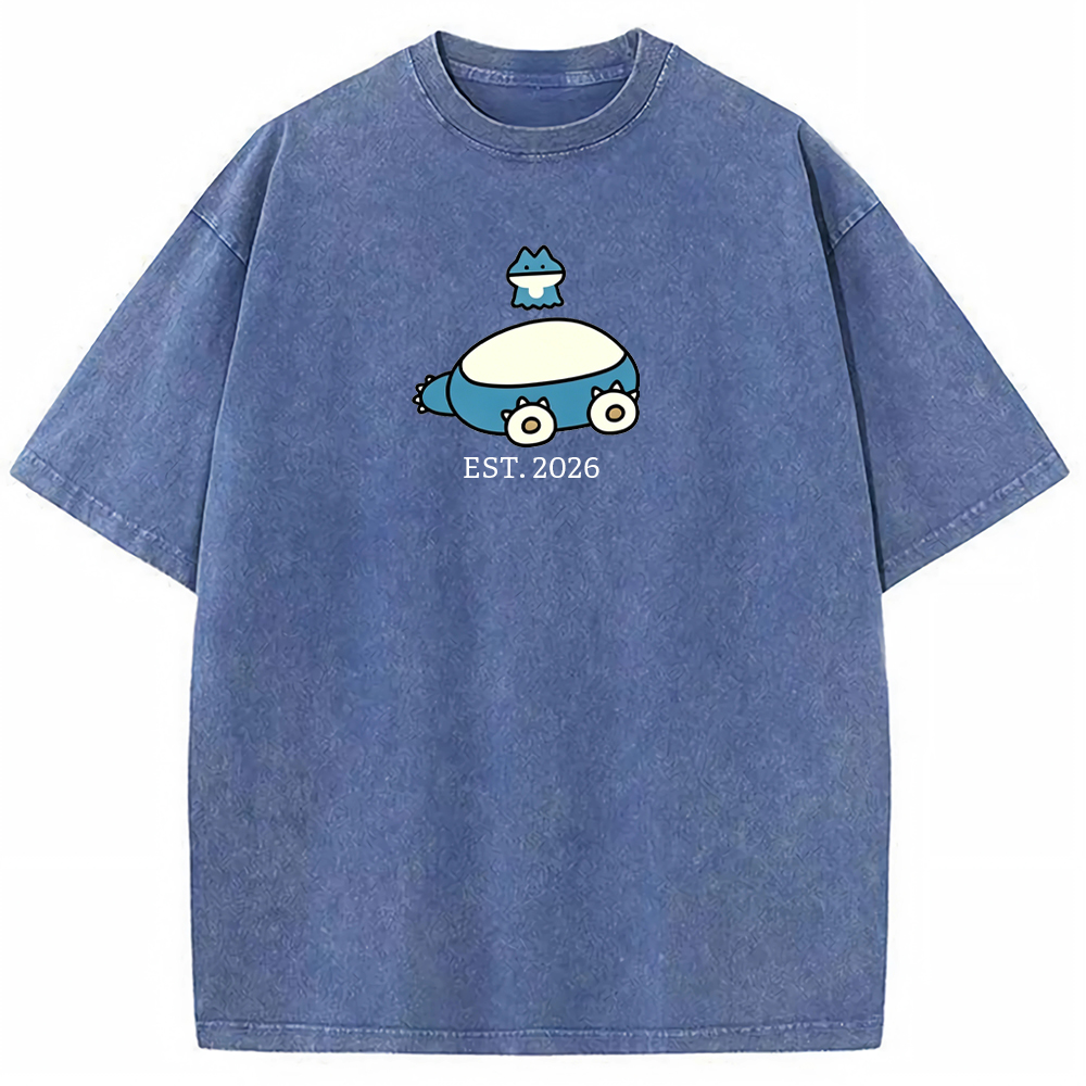 Cute Parent & Kid Snorlax Vintage Washed T-Shirt