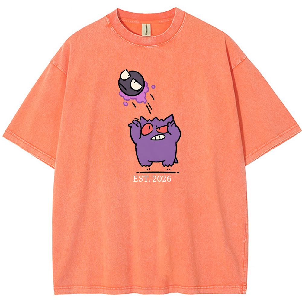 Cute Parent & Kid Gastly Gengar Basketball Vintage Washed T-Shirt