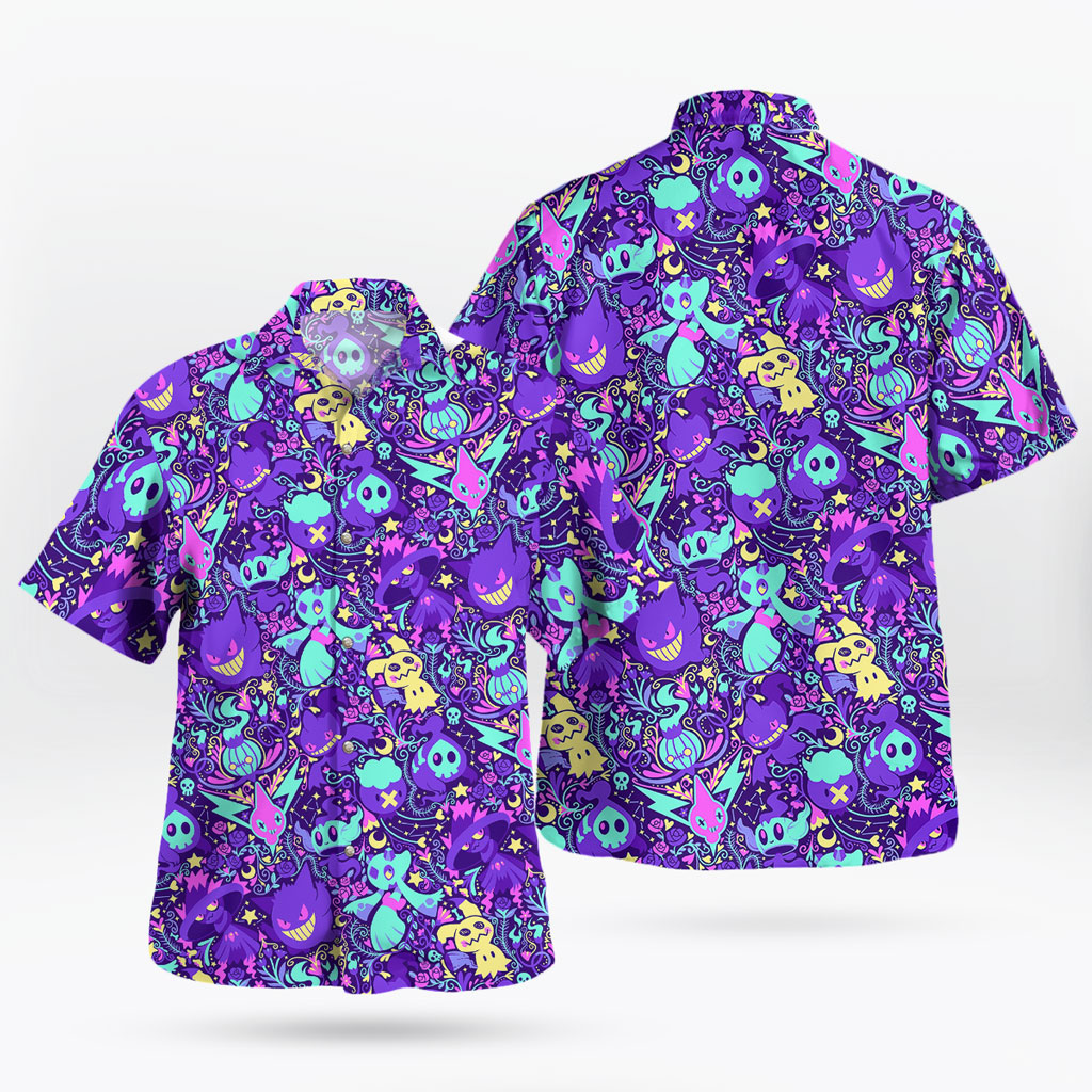 Ghost Type Pokemon Pattern Hawaiian Shirt