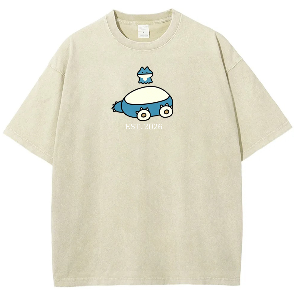Cute Parent & Kid Snorlax Vintage Washed T-Shirt