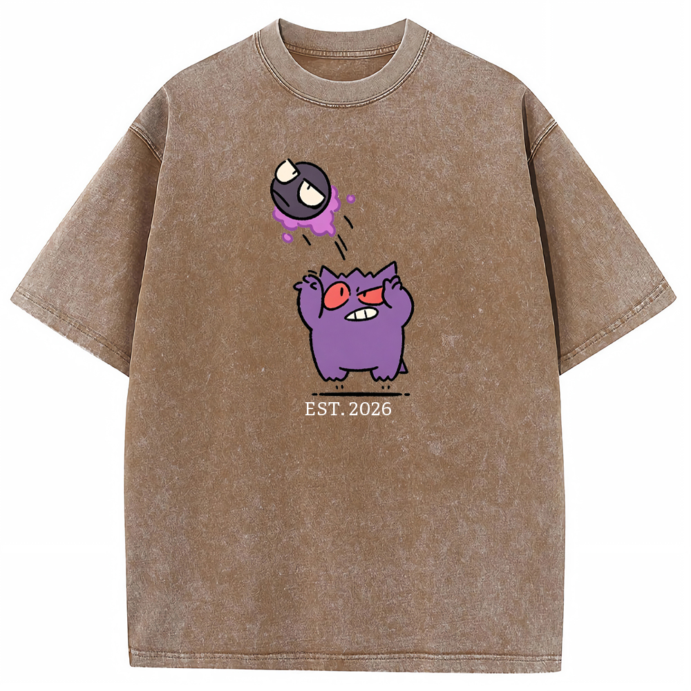 Cute Parent & Kid Gastly Gengar Basketball Vintage Washed T-Shirt