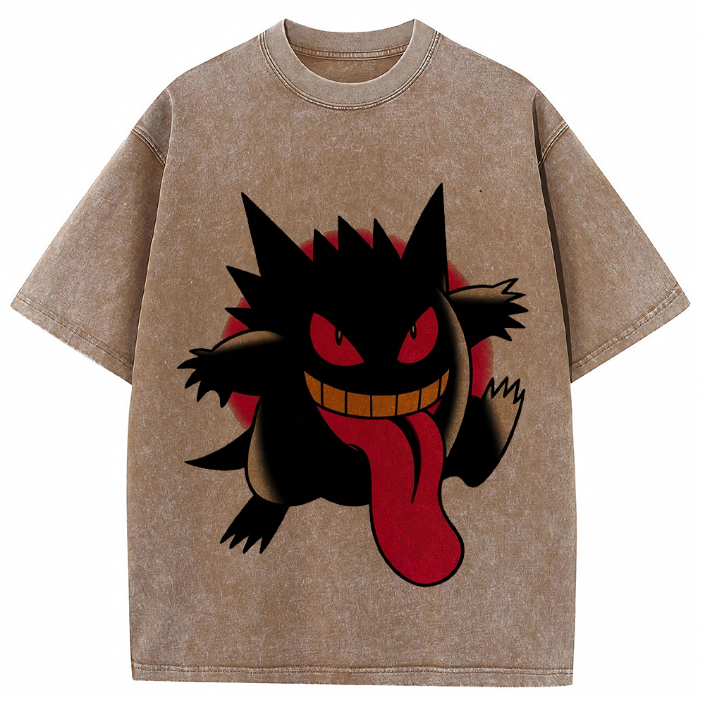Dark Bold Classic Gengar Wash Vintage Tee | Pokemon Anime