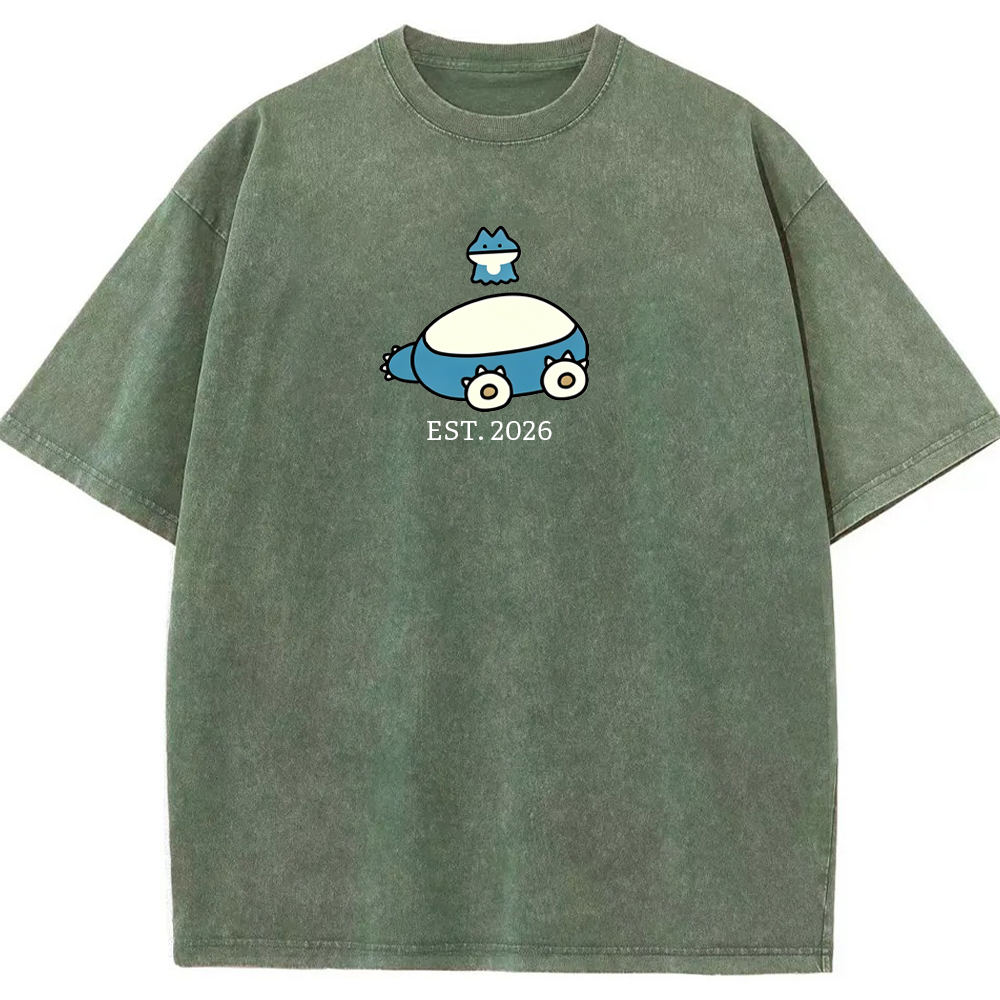 Cute Parent & Kid Snorlax Vintage Washed T-Shirt