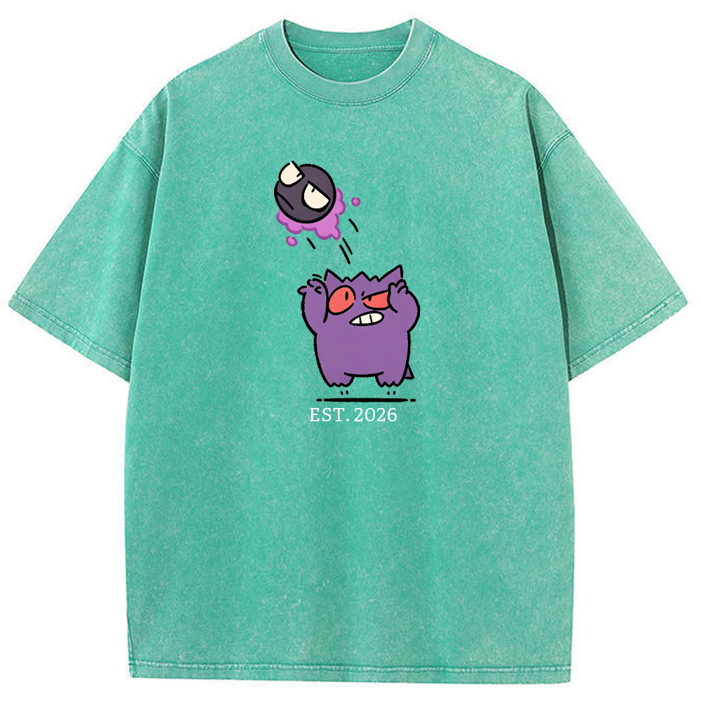 Cute Parent & Kid Gastly Gengar Basketball Vintage Washed T-Shirt