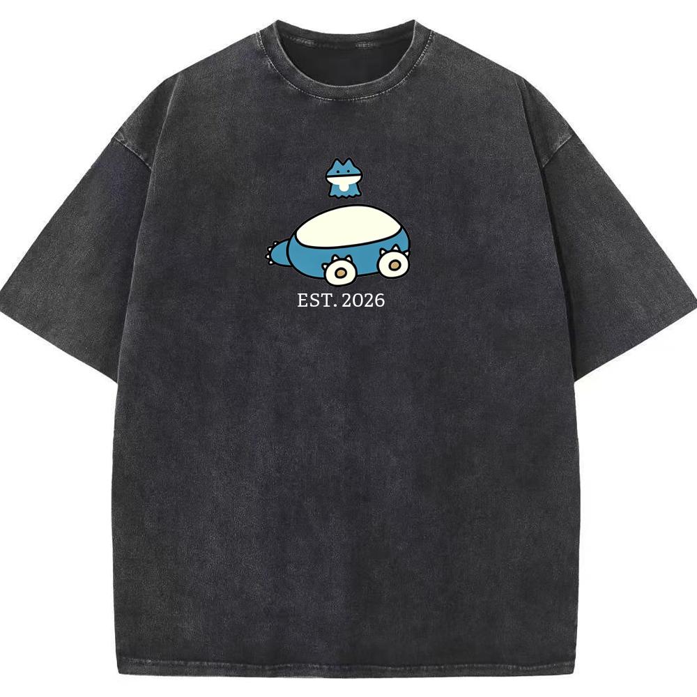 Cute Parent & Kid Snorlax Vintage Washed T-Shirt