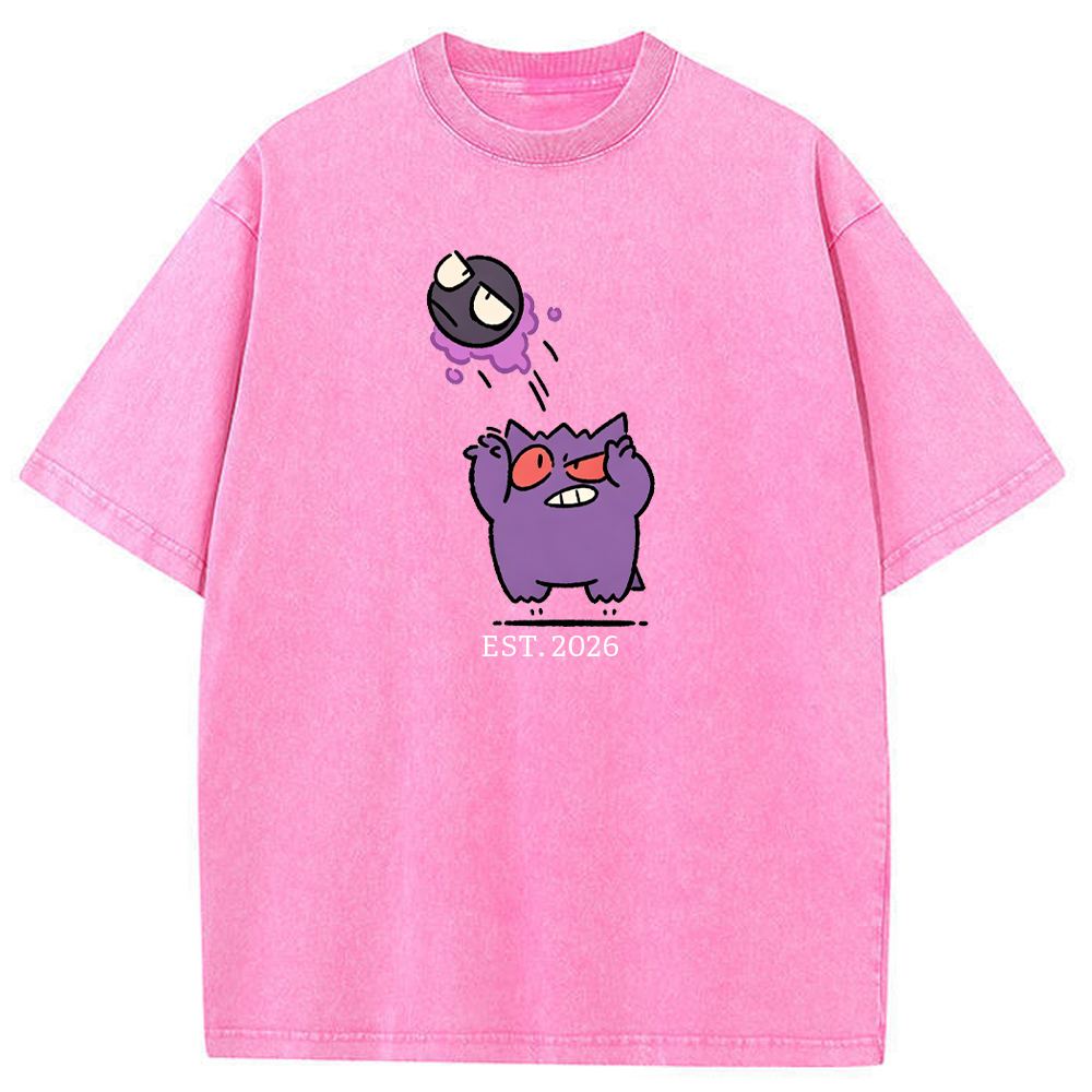 Cute Parent & Kid Gastly Gengar Basketball Vintage Washed T-Shirt