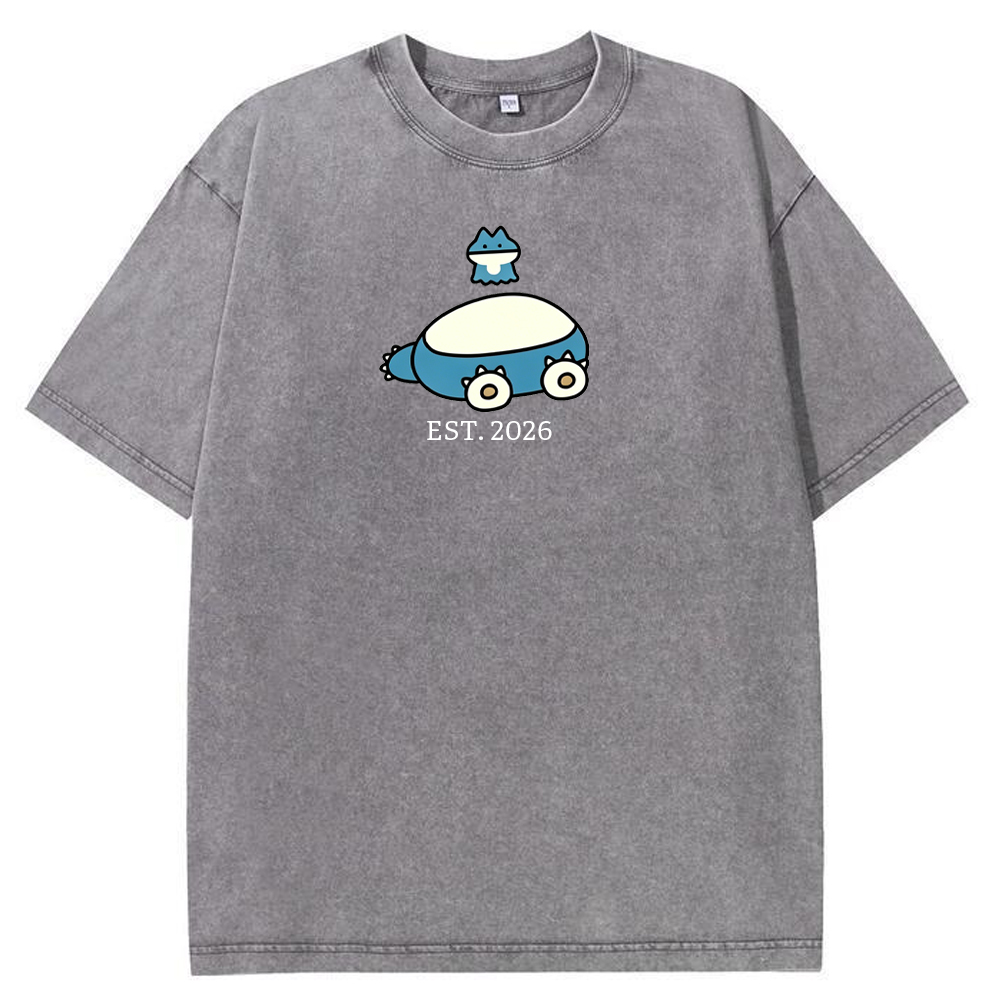 Cute Parent & Kid Snorlax Vintage Washed T-Shirt