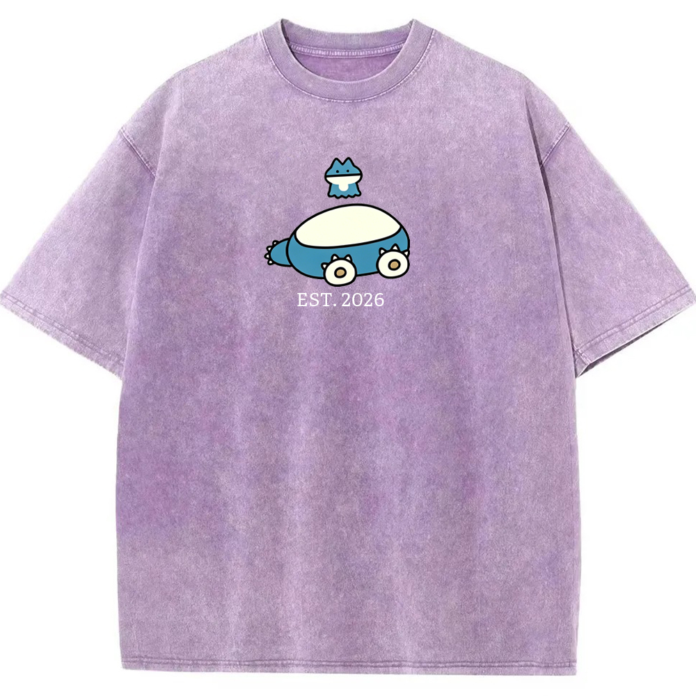 Cute Parent & Kid Snorlax Vintage Washed T-Shirt