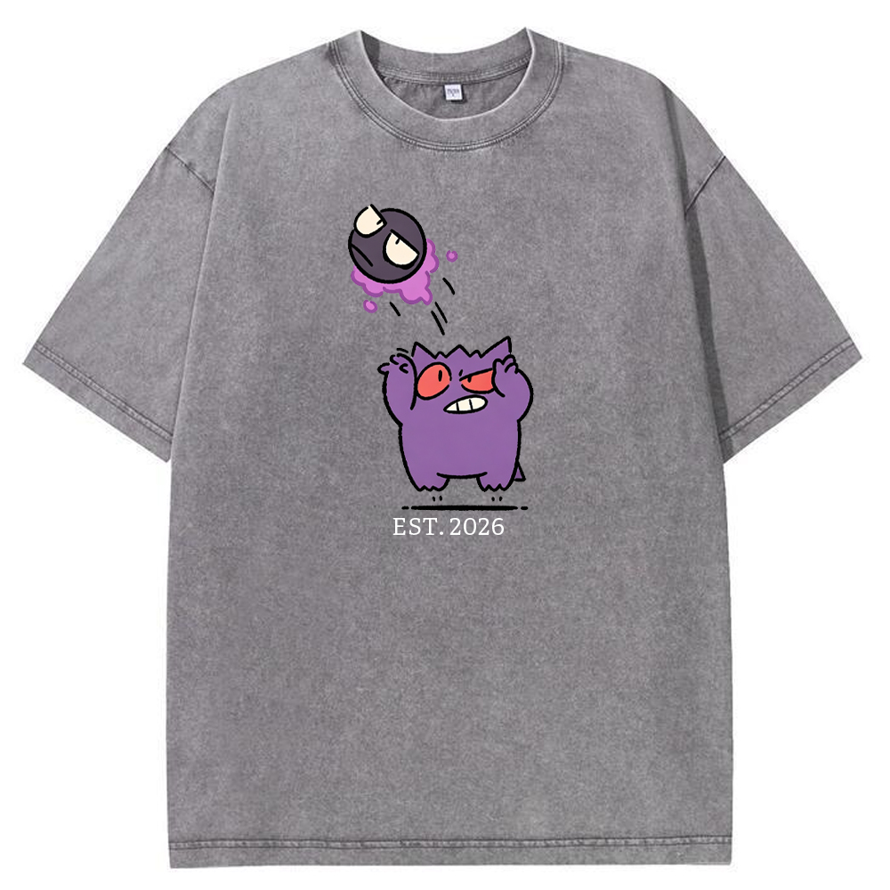 Cute Parent & Kid Gastly Gengar Basketball Vintage Washed T-Shirt