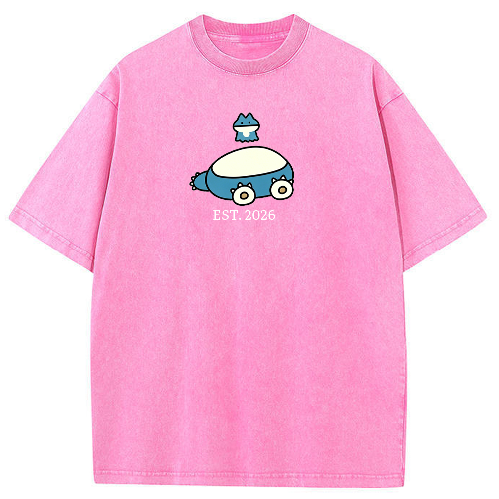 Cute Parent & Kid Snorlax Vintage Washed T-Shirt