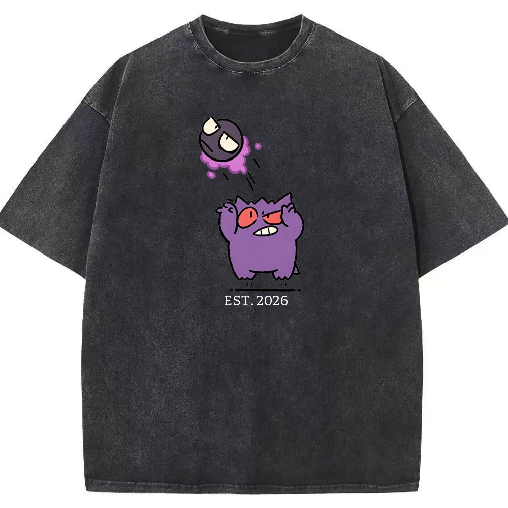 Cute Parent & Kid Gastly Gengar Basketball Vintage Washed T-Shirt