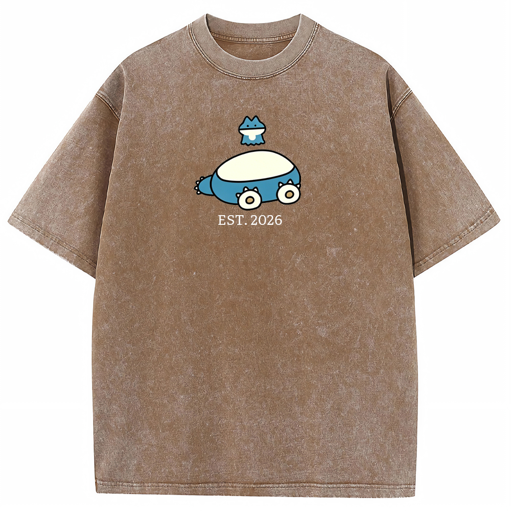 Cute Parent & Kid Snorlax Vintage Washed T-Shirt