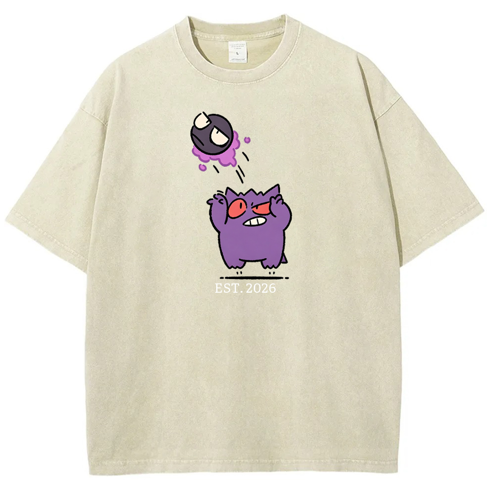 Cute Parent & Kid Gastly Gengar Basketball Vintage Washed T-Shirt