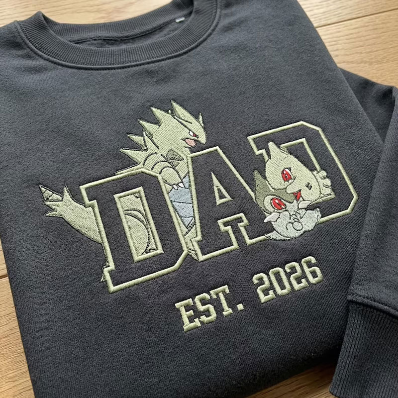 Custom Embroidered Anime Sweatshirt, Personalized PokaDad Character Hoodie
