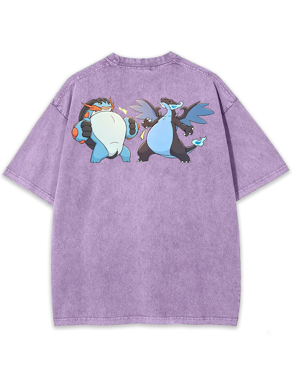 Parent & Kid Mudkip & Charmander Happy Buddy Vintage Washed T-Shirt