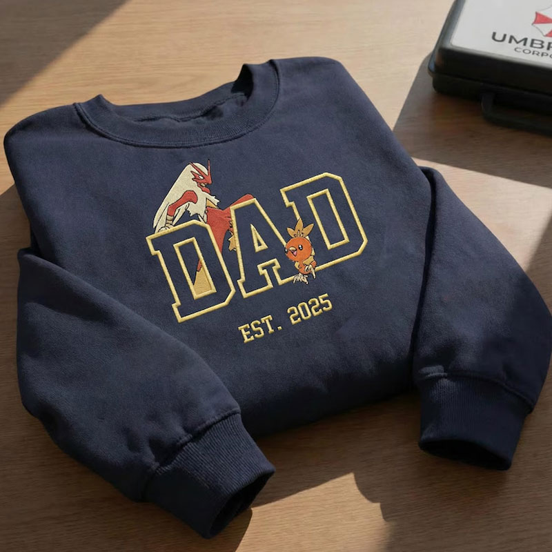Custom Embroidered Anime Sweatshirt, Personalized PokaDad Character Hoodie