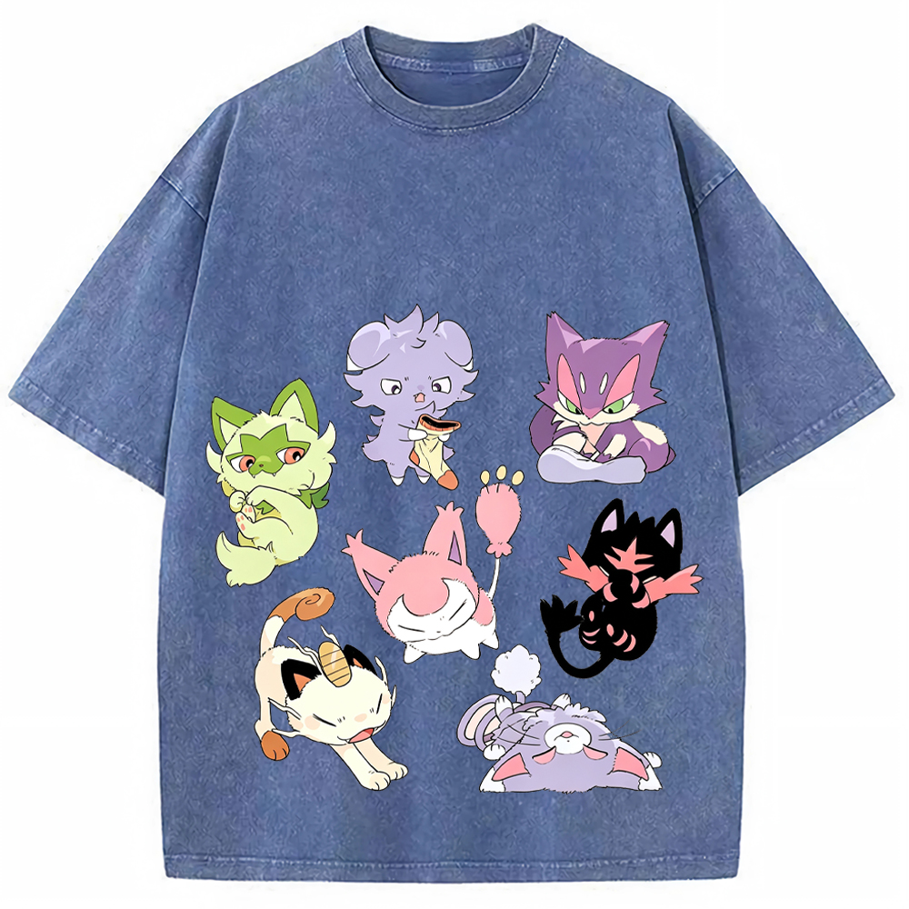 Cat Type Pokemon Squad Cartoon Tee | Pokemon Anime