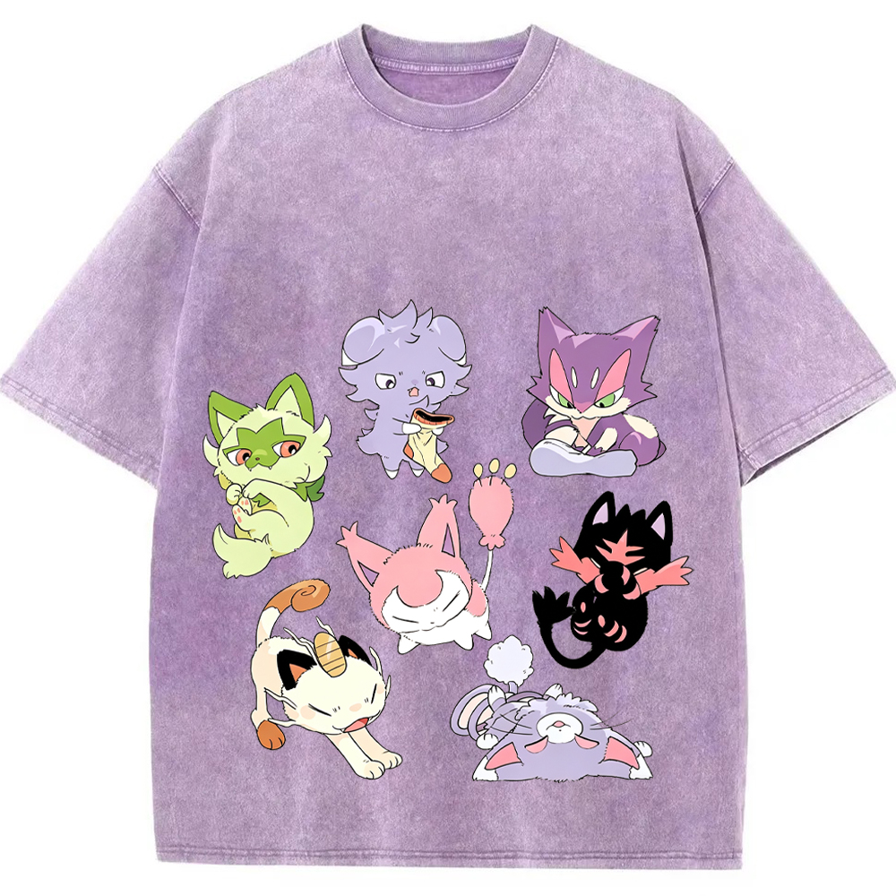 Cat Type Pokemon Squad Cartoon Tee | Pokemon Anime
