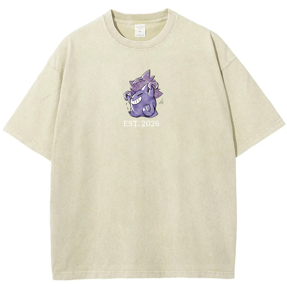 Cute Parent & Kid Haunter Gengar Hug Vintage Washed T-Shirt